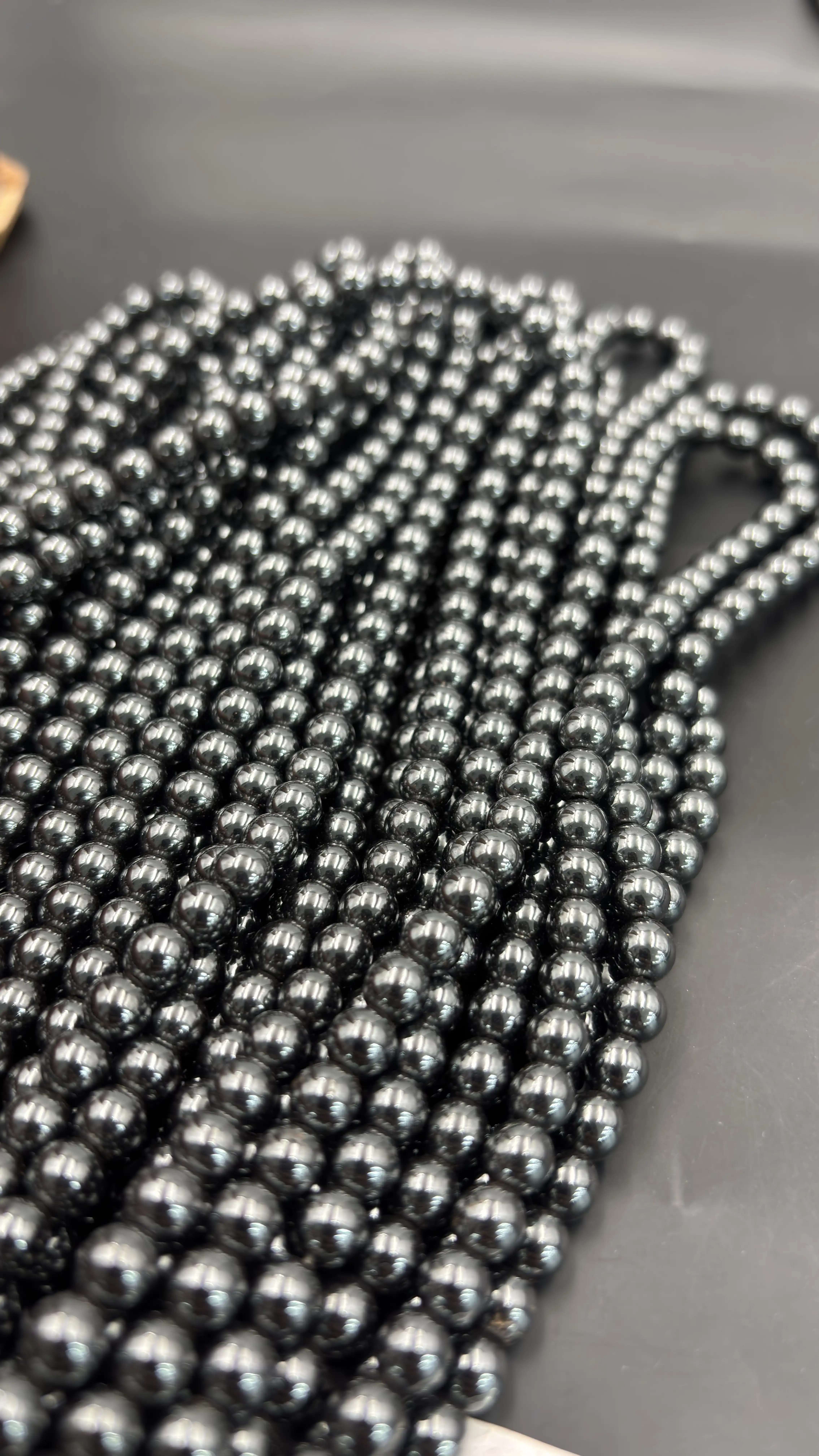 Gun Metal Plain Round Beads by Aura Mystic Rituals | Polished Metallic Finish
